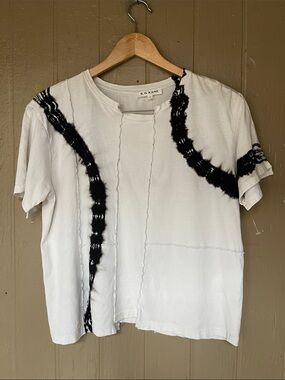 R.G. Kane White & Black Tie-Dye Short Sleeve Top Size S